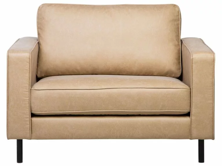 Beliani Sillón De Piel Sintética Beige/negro SAVALEN - Imagen 3