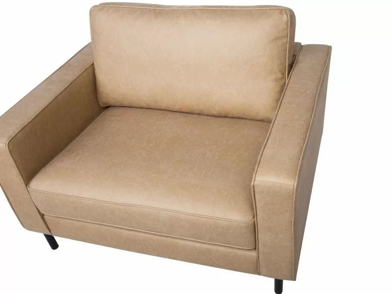 Beliani Sillón De Piel Sintética Beige/negro SAVALEN - Imagen 6