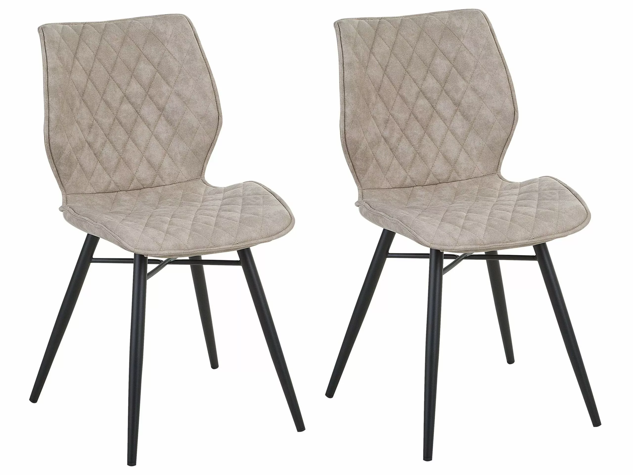 Beliani Conjunto De 2 Sillas De Comedor De Poliéster Beige/negro LISLE