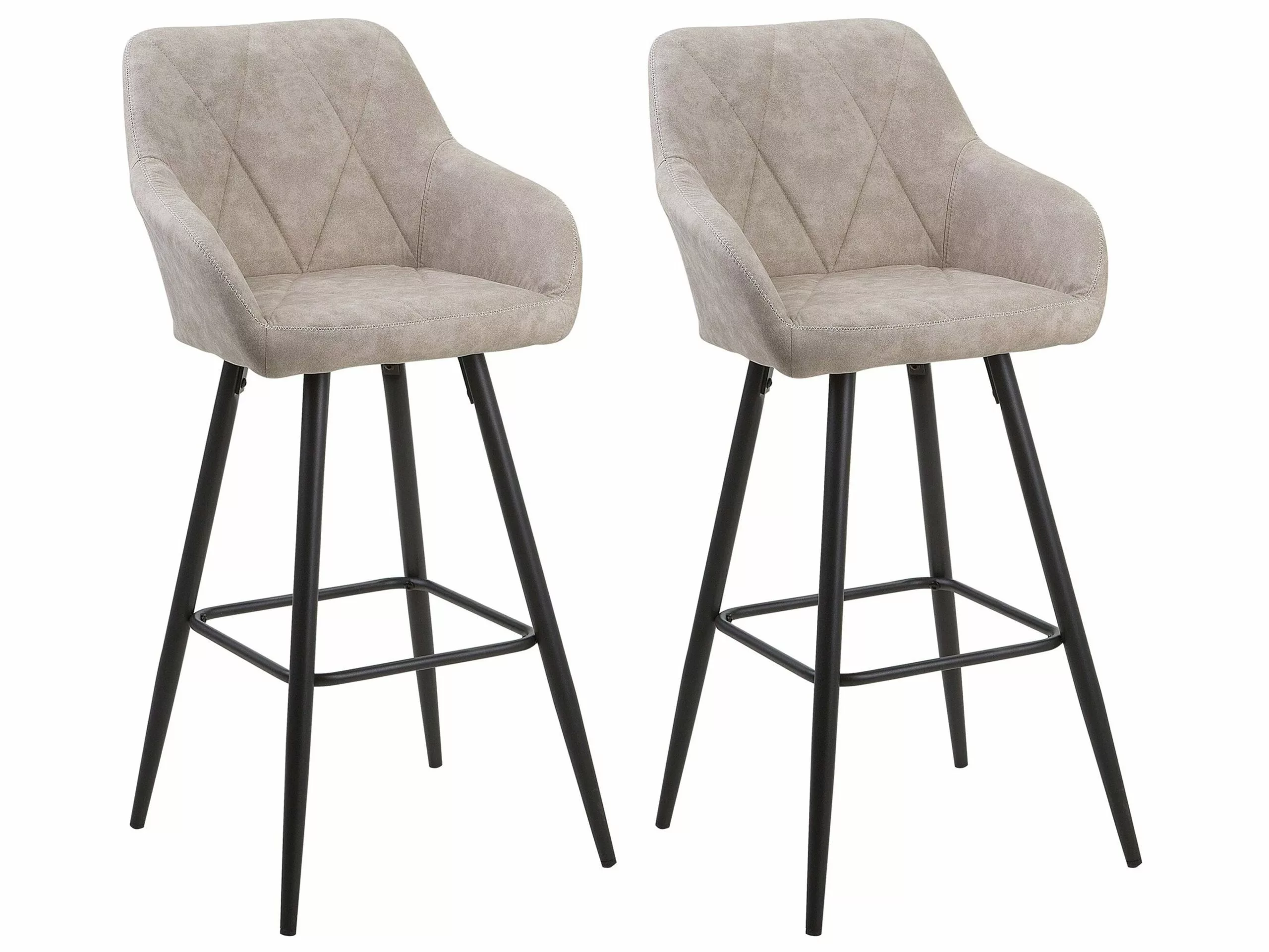 Beliani Conjunto De 2 Sillas De Bar De Poliéster Beige/negro DARIEN