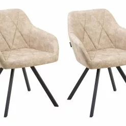 Beliani Conjunto De 2 Sillas De Comedor De Poliéster Beige/negro MONEE