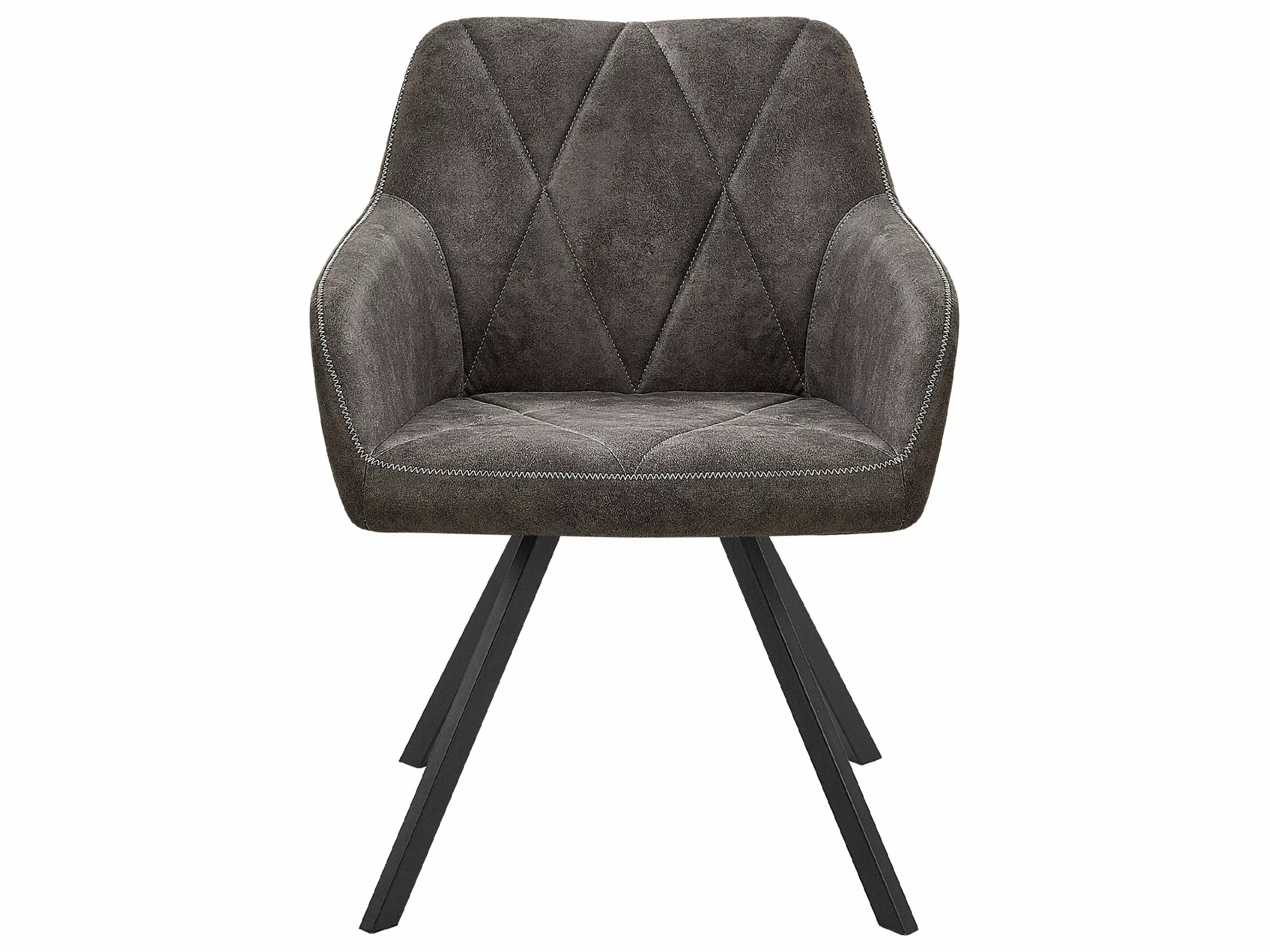 Beliani Conjunto De 2 Sillas De Comedor De Poliéster Gris Oscuro/negro MONEE - Imagen 5