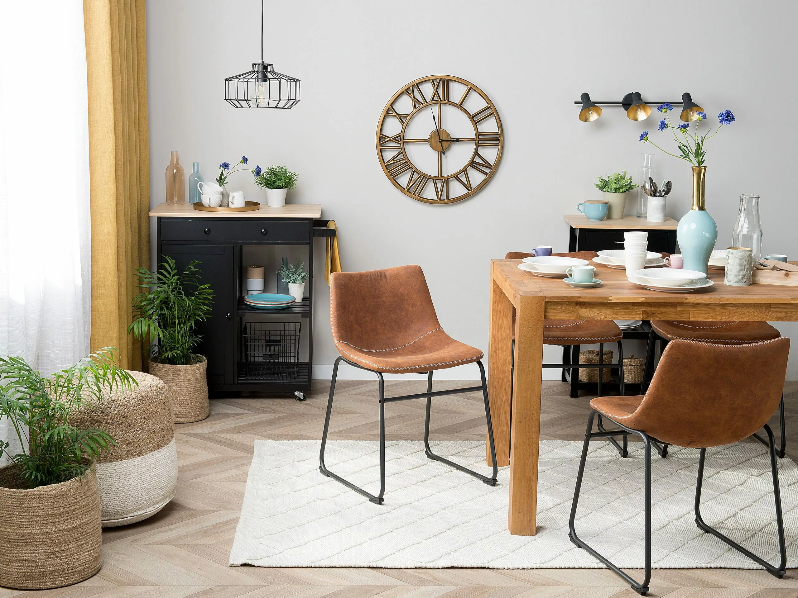 Beliani Conjunto De 2 Sillas De Comedor De Poliéster Marrón Dorado/negro BATAVIA - Imagen 2