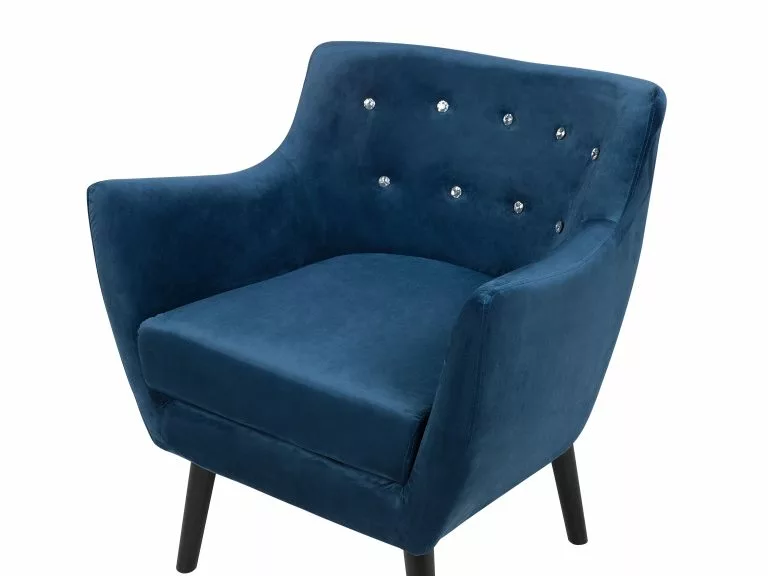 Beliani Sillón De Terciopelo Azul DRAMMEN 8 Beliani Sillón De Terciopelo Azul DRAMMEN - Imagen 6