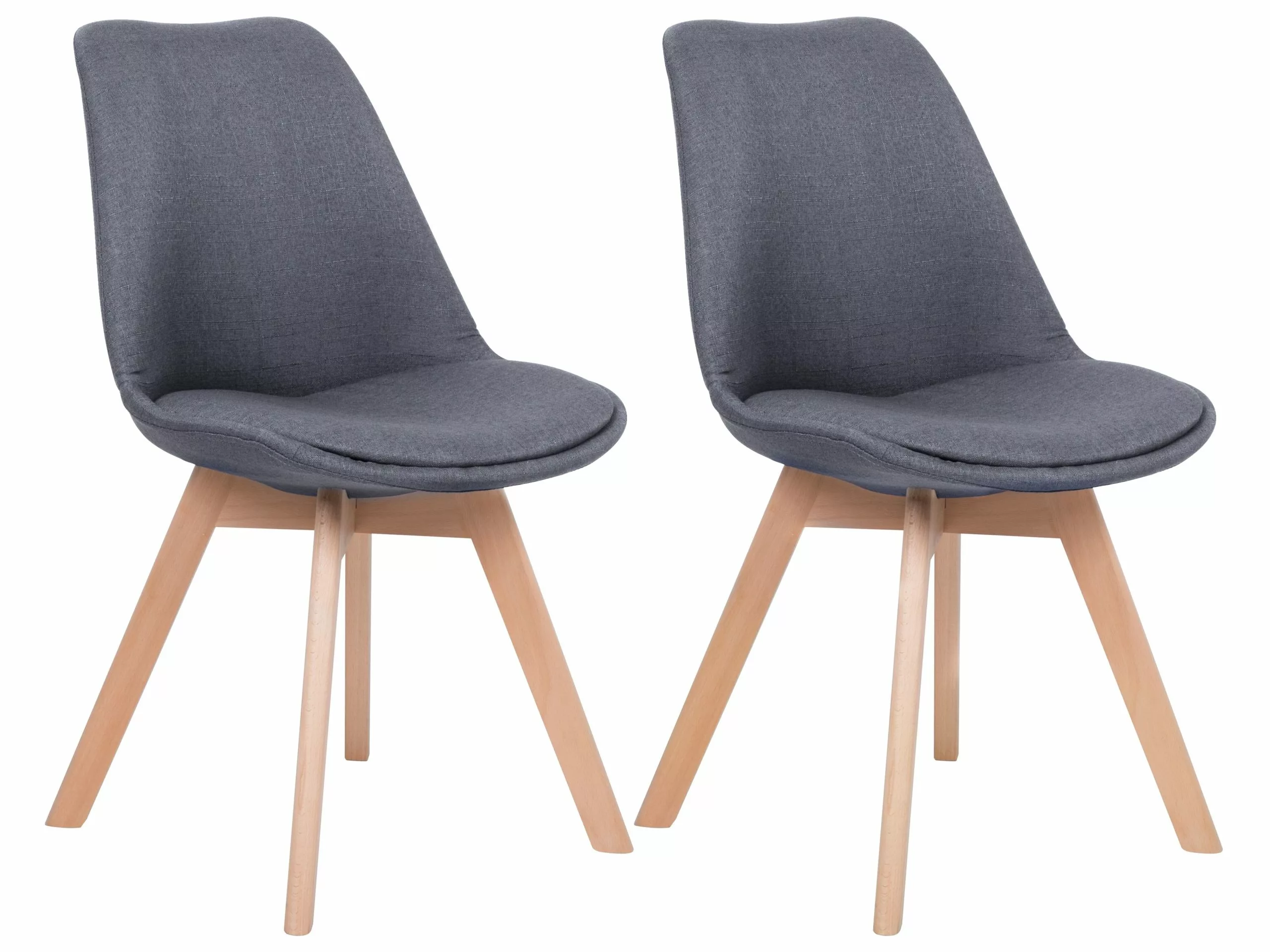 Beliani Conjunto De 2 Sillas De Comedor De Poliéster Gris Grafito/madera Clara DAKOTA II