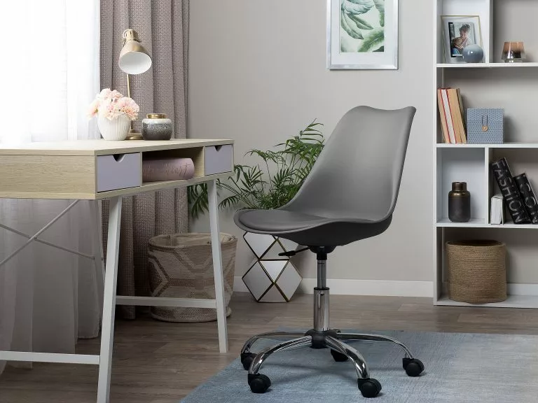 Beliani Silla De Oficina Gris/madera Clara DAKOTA II - Imagen 2