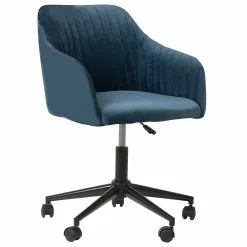 Beliani Silla De Oficina De Terciopelo Azul Marino/negro VENICE