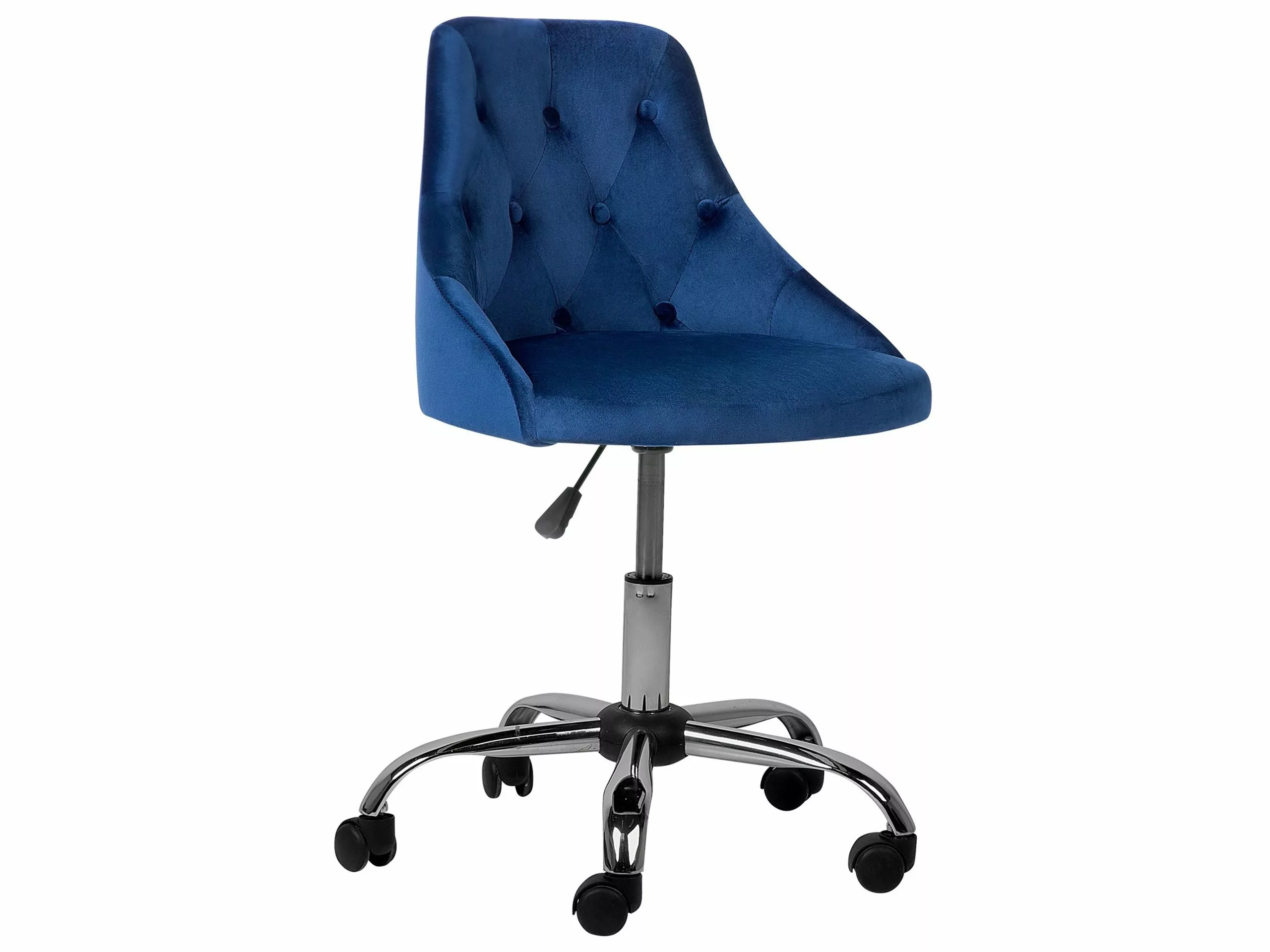 Beliani Silla De Oficina De Terciopelo Azul Marino/negro/plateado PARRISH