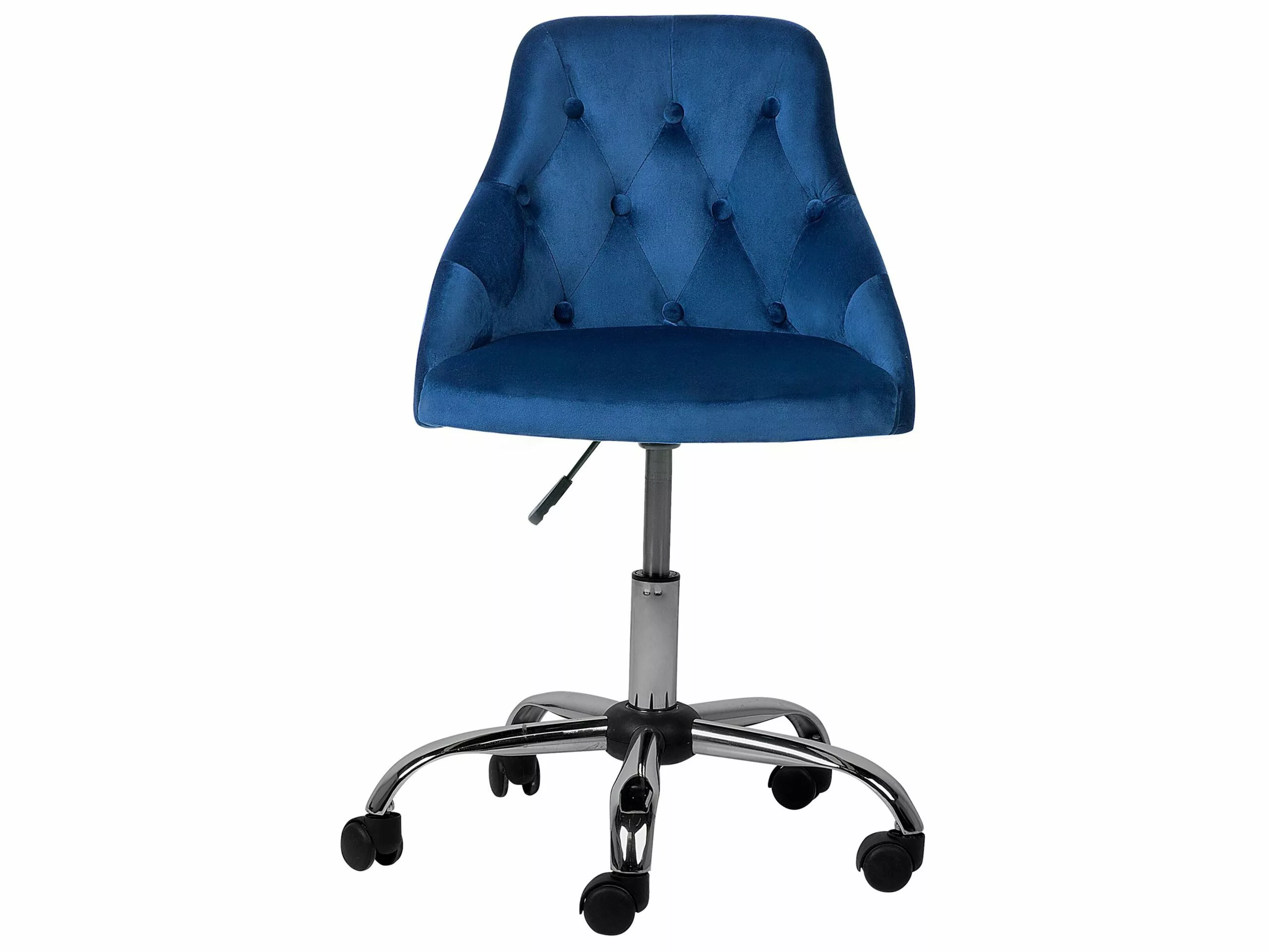 Beliani Silla De Oficina De Terciopelo Azul Marino/negro/plateado PARRISH - Imagen 4