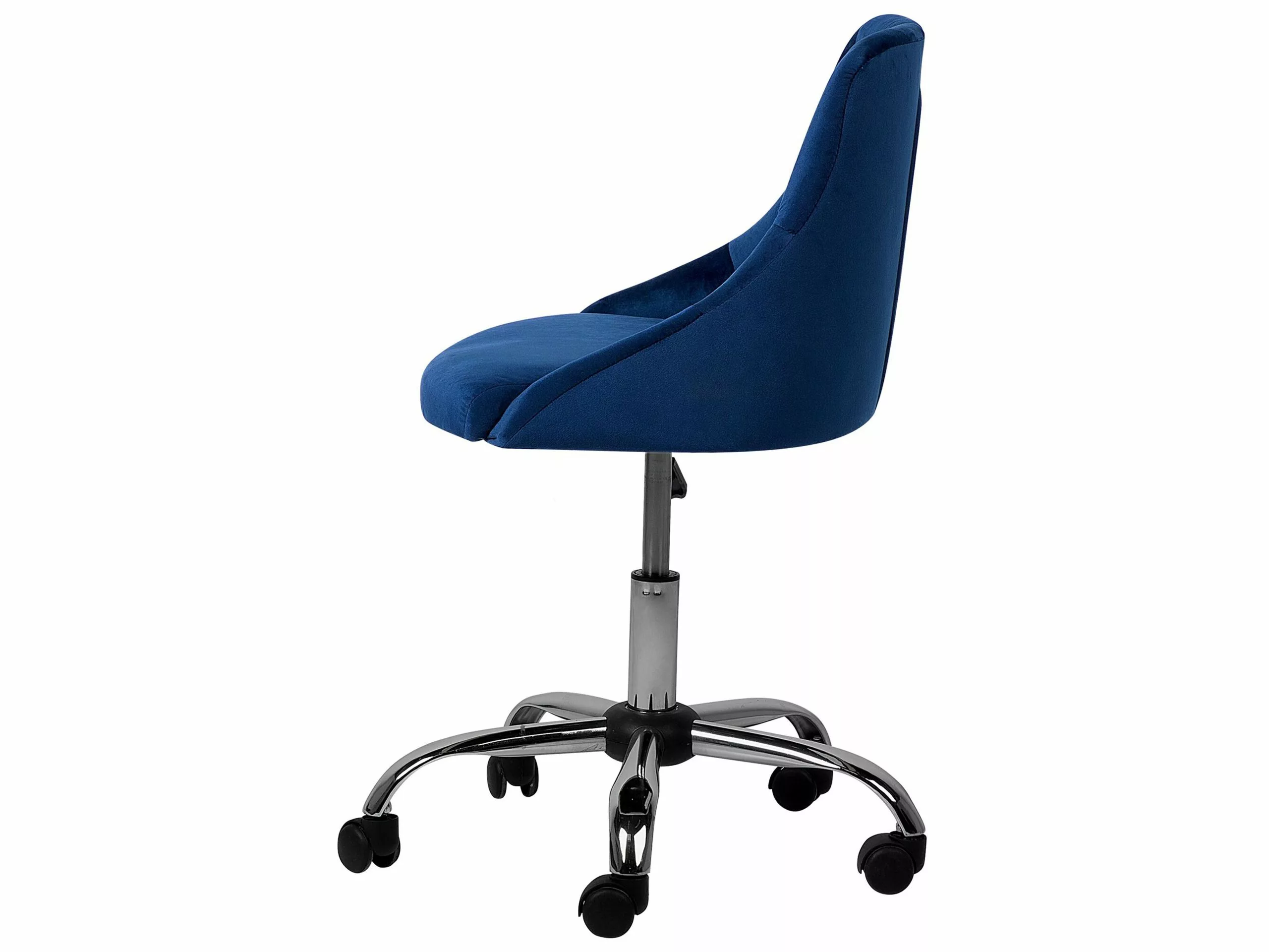 Beliani Silla De Oficina De Terciopelo Azul Marino/negro/plateado PARRISH - Imagen 5
