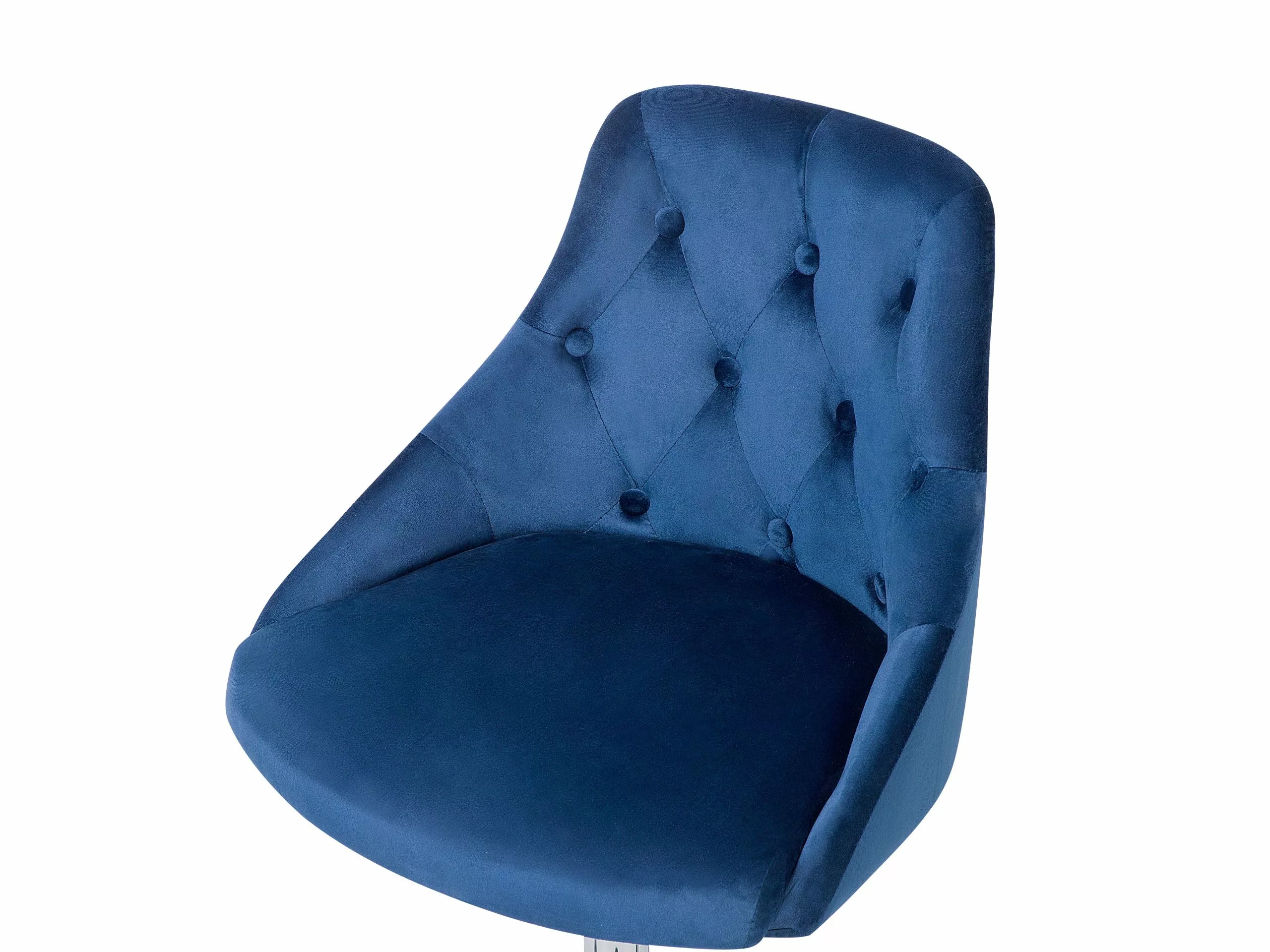 Beliani Silla De Oficina De Terciopelo Azul Marino/negro/plateado PARRISH - Imagen 7