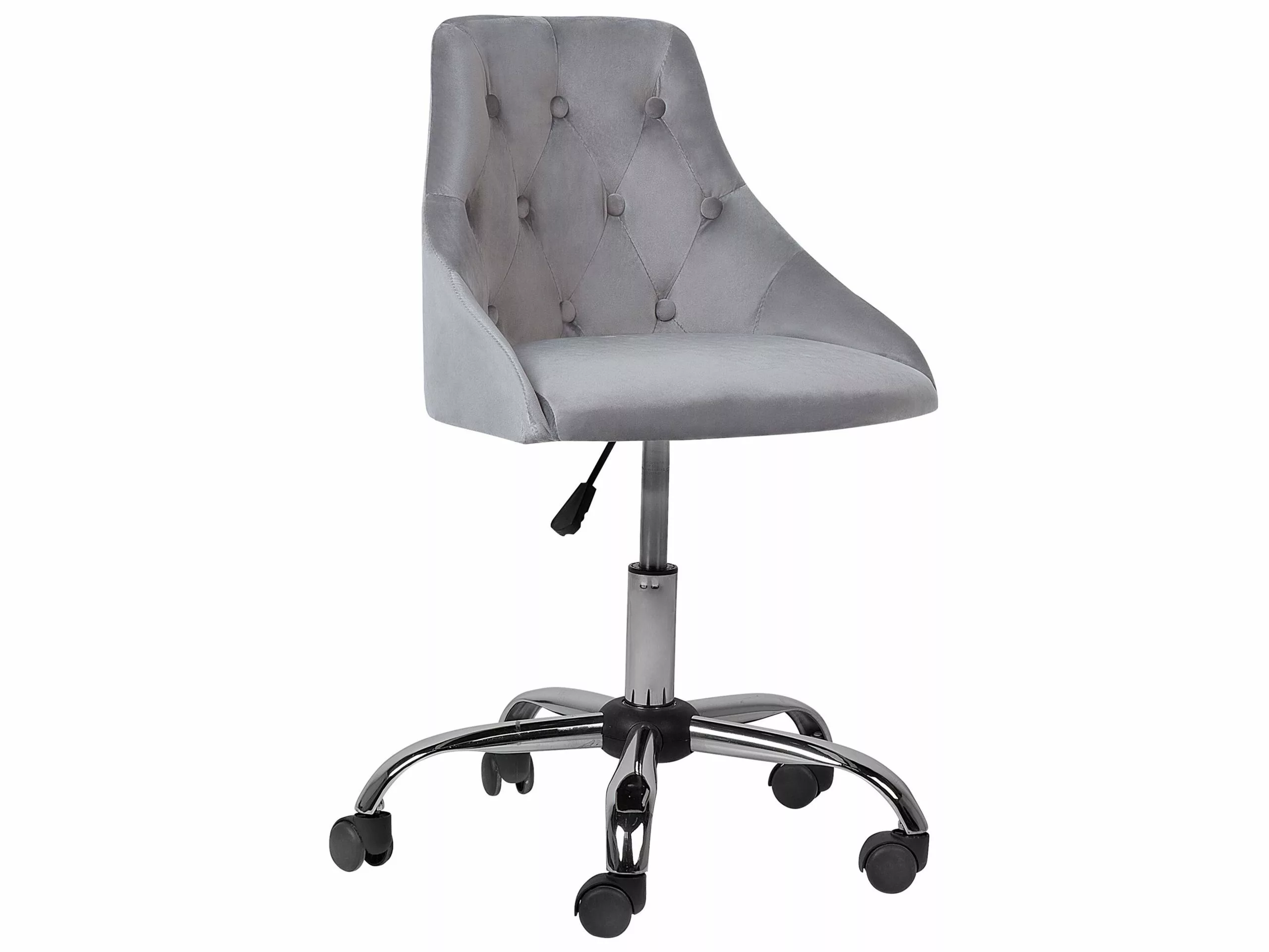 Beliani Silla De Oficina De Terciopelo Gris/negro/plateado PARRISH