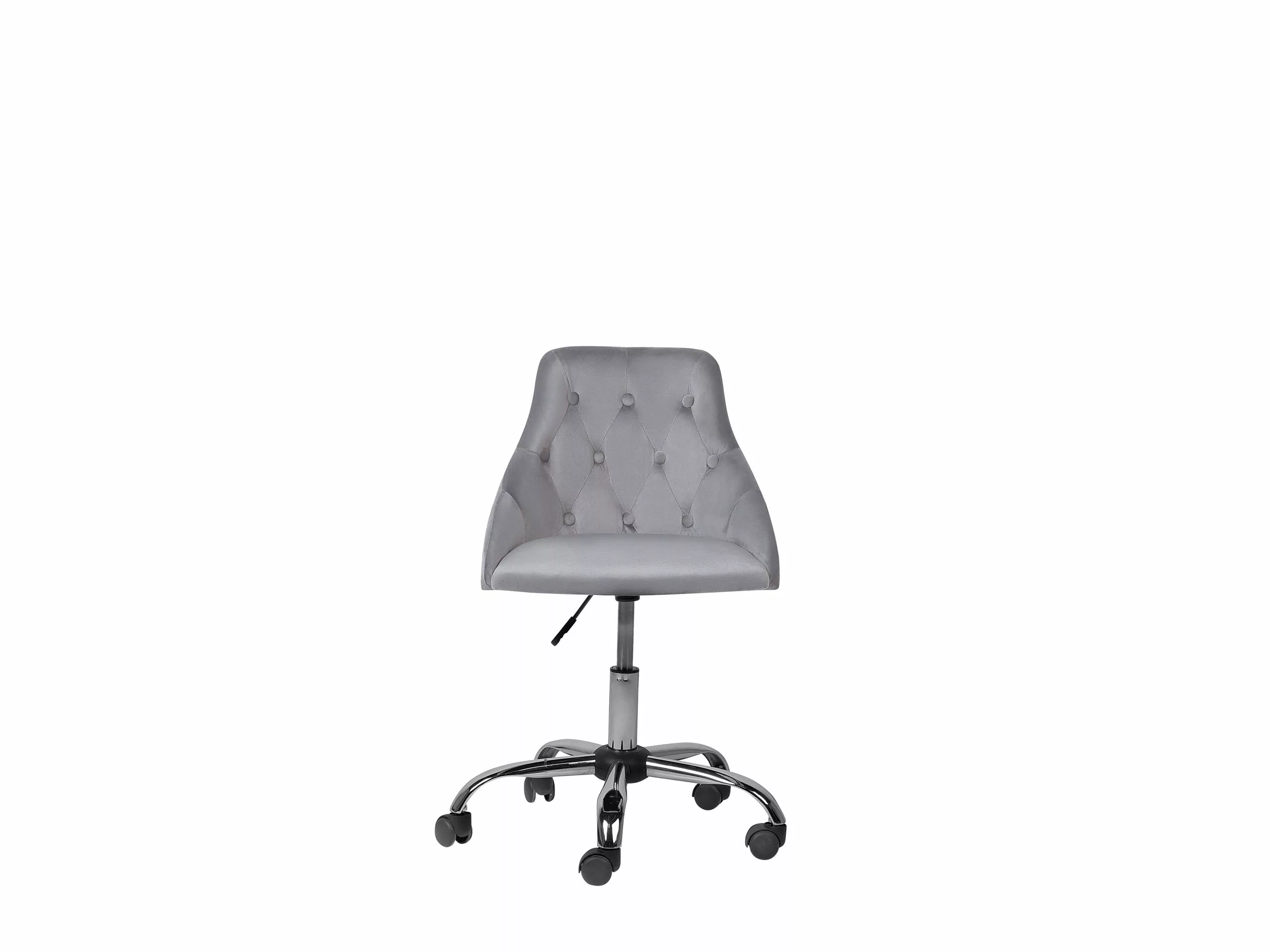 Beliani Silla De Oficina De Terciopelo Gris/negro/plateado PARRISH - Imagen 5