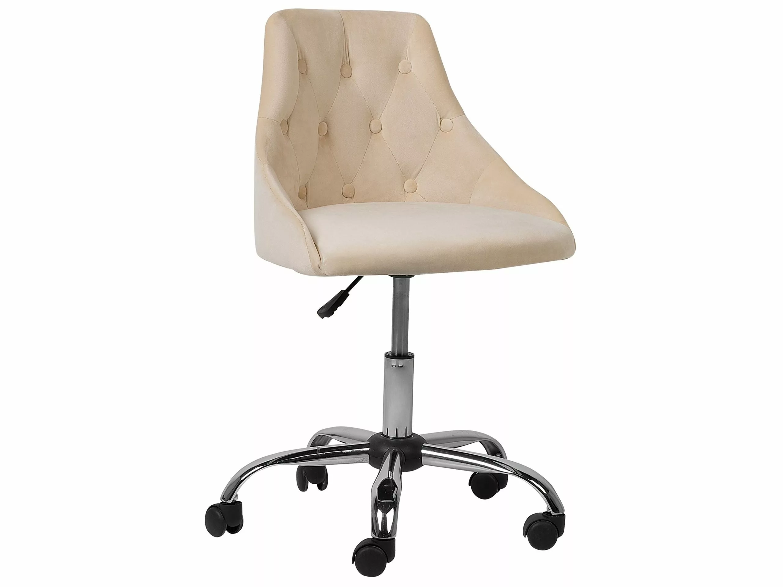 Beliani Silla De Oficina De Terciopelo Beige/negro/plateado PARRISH
