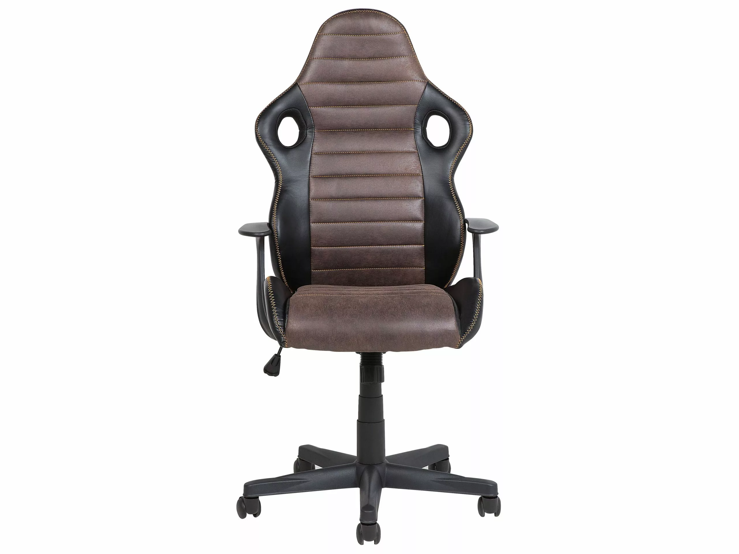 Beliani Silla De Oficina Reclinable De Piel Sintética Negro/marrón SUPREME - Imagen 3