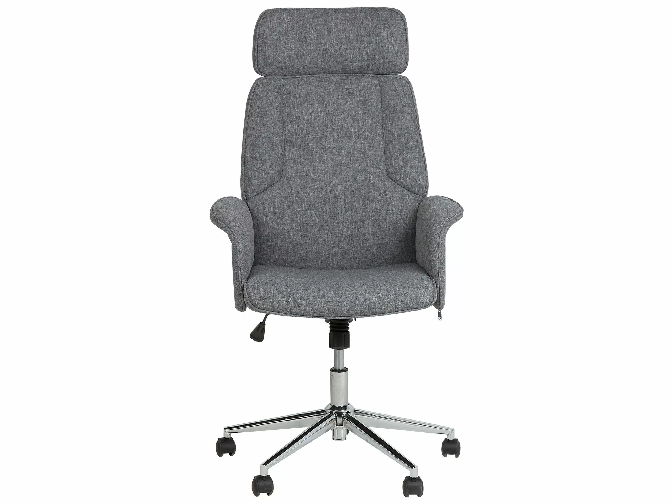 Beliani Silla De Oficina Reclinable De Poliéster Gris/plateado PILOT - Imagen 7