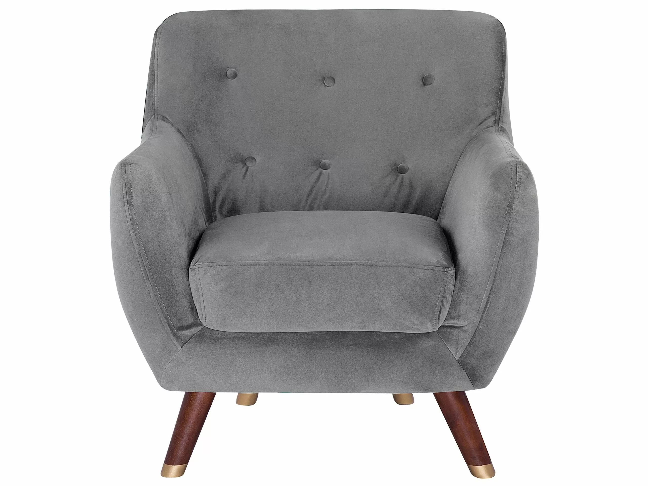 Beliani Sillón De Terciopelo Gris BODO - Imagen 4