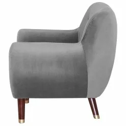 Beliani Sillón De Terciopelo Gris BODO -Sillas Ventas undef src sa picid 738199 type whitesh image scaled