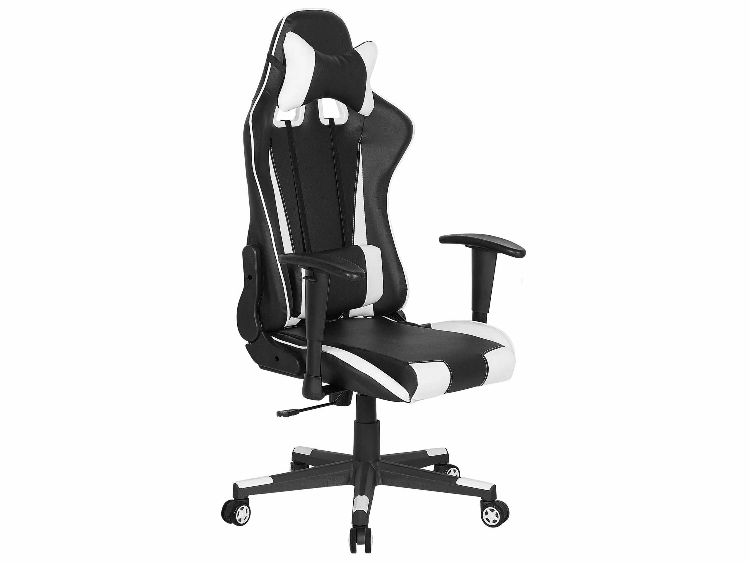 Beliani Silla De Oficina Reclinable De Piel Sintética Negro/blanco GAMER 3 Beliani Silla De Oficina Reclinable De Piel Sintética Negro/blanco GAMER