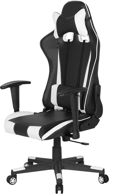 Beliani Silla De Oficina Reclinable De Piel Sintética Negro/blanco GAMER 5 Beliani Silla De Oficina Reclinable De Piel Sintética Negro/blanco GAMER - Imagen 3