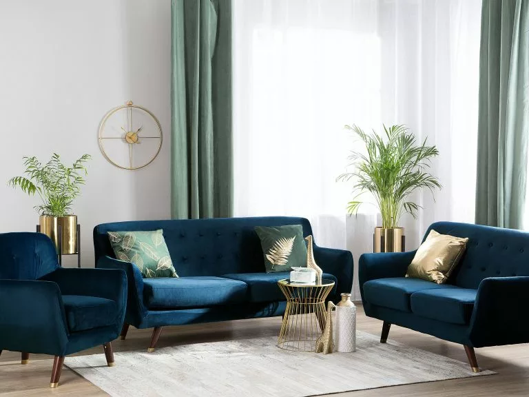 Beliani Sillón De Terciopelo Azul BODO - Imagen 3