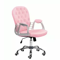 Beliani Silla De Oficina Reclinable De Piel Sintética Rosa/plateado/negro PRINCESS -Sillas Ventas undef src sa picid 739390 type whitesh image scaled