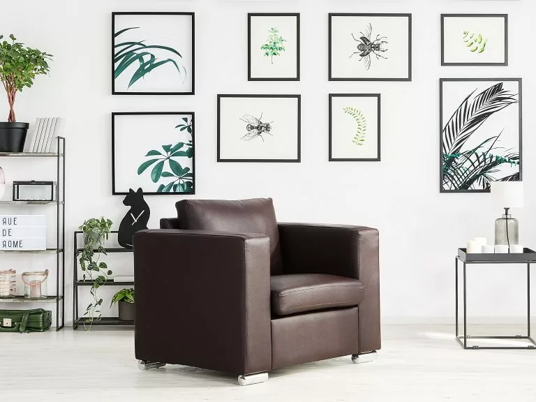 Beliani Sillón De Piel Marrón HELSINKI 4 Beliani Sillón De Piel Marrón HELSINKI - Imagen 2