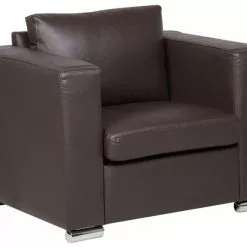 Beliani Sillón De Piel Marrón HELSINKI