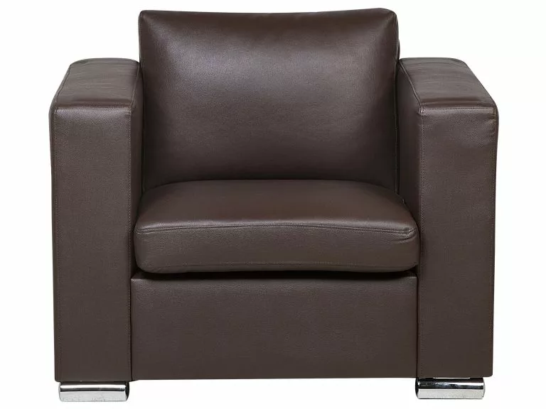 Beliani Sillón De Piel Marrón HELSINKI 5 Beliani Sillón De Piel Marrón HELSINKI - Imagen 3