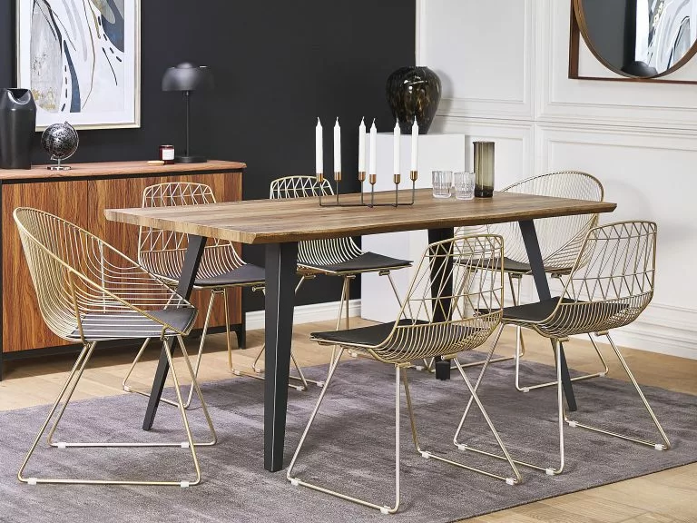 Beliani Conjunto De 2 Sillas De Comedor De Metal Dorado/negro HARLAN - Imagen 2