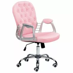 Beliani Silla De Oficina Reclinable De Piel Sintética Rosa/plateado/negro PRINCESS