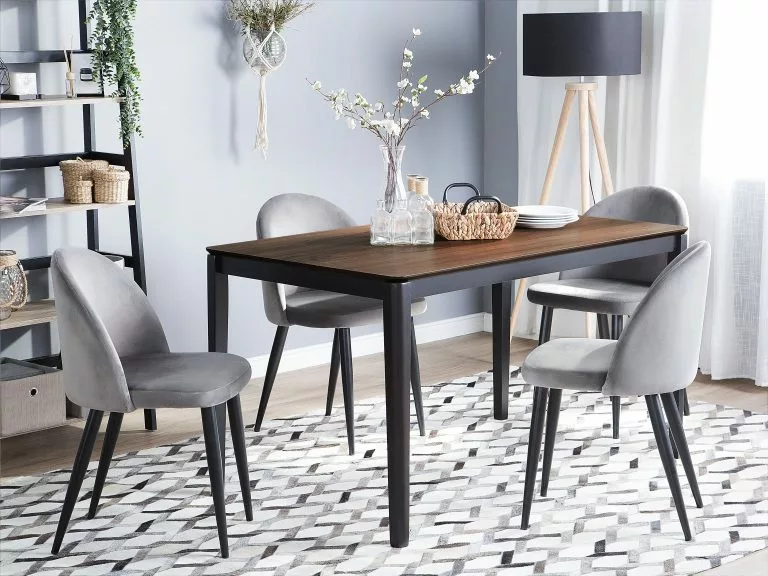 Beliani Conjunto De 2 Sillas De Comedor De Terciopelo Gris/negro VISALIA 6 Beliani Conjunto De 2 Sillas De Comedor De Terciopelo Gris/negro VISALIA - Imagen 5