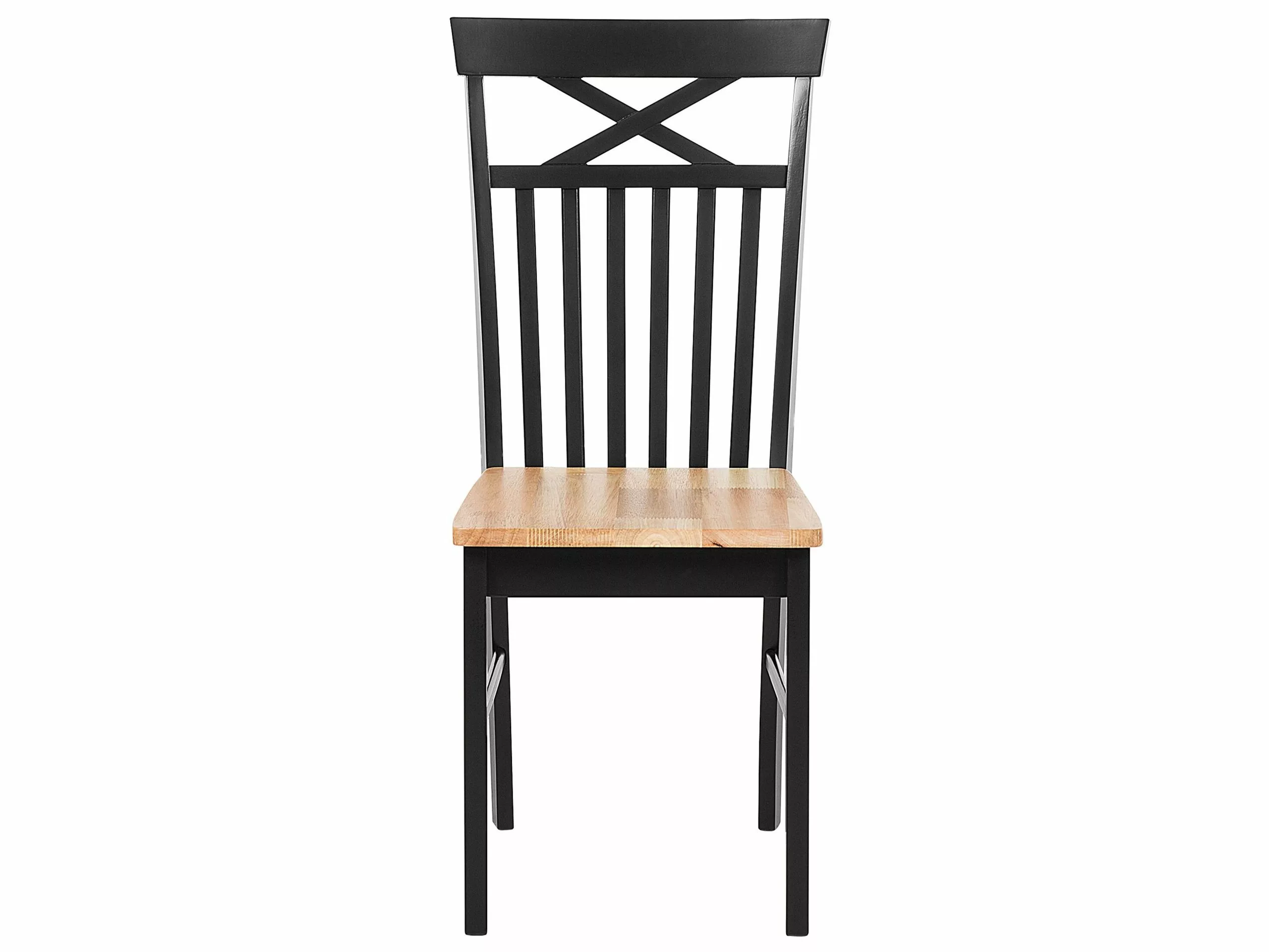 Beliani Conjunto De 2 Sillas De Comedor De Madera De Caucho Clara/negro HOUSTON 10 Beliani Conjunto De 2 Sillas De Comedor De Madera De Caucho Clara/negro HOUSTON - Imagen 8