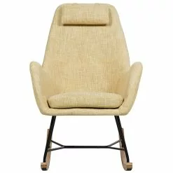 Beliani Silla Mecedora De Poliéster Amarillo/madera Clara/negro ARRIE -Sillas Ventas undef src sa picid 745343 type whitesh image scaled