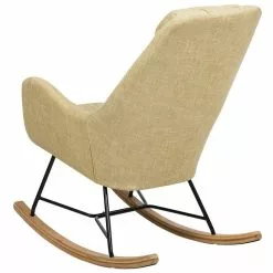 Beliani Silla Mecedora De Poliéster Amarillo/madera Clara/negro ARRIE -Sillas Ventas undef src sa picid 745344 type whitesh image scaled