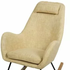 Beliani Silla Mecedora De Poliéster Amarillo/madera Clara/negro ARRIE -Sillas Ventas undef src sa picid 745345 type whitesh image scaled