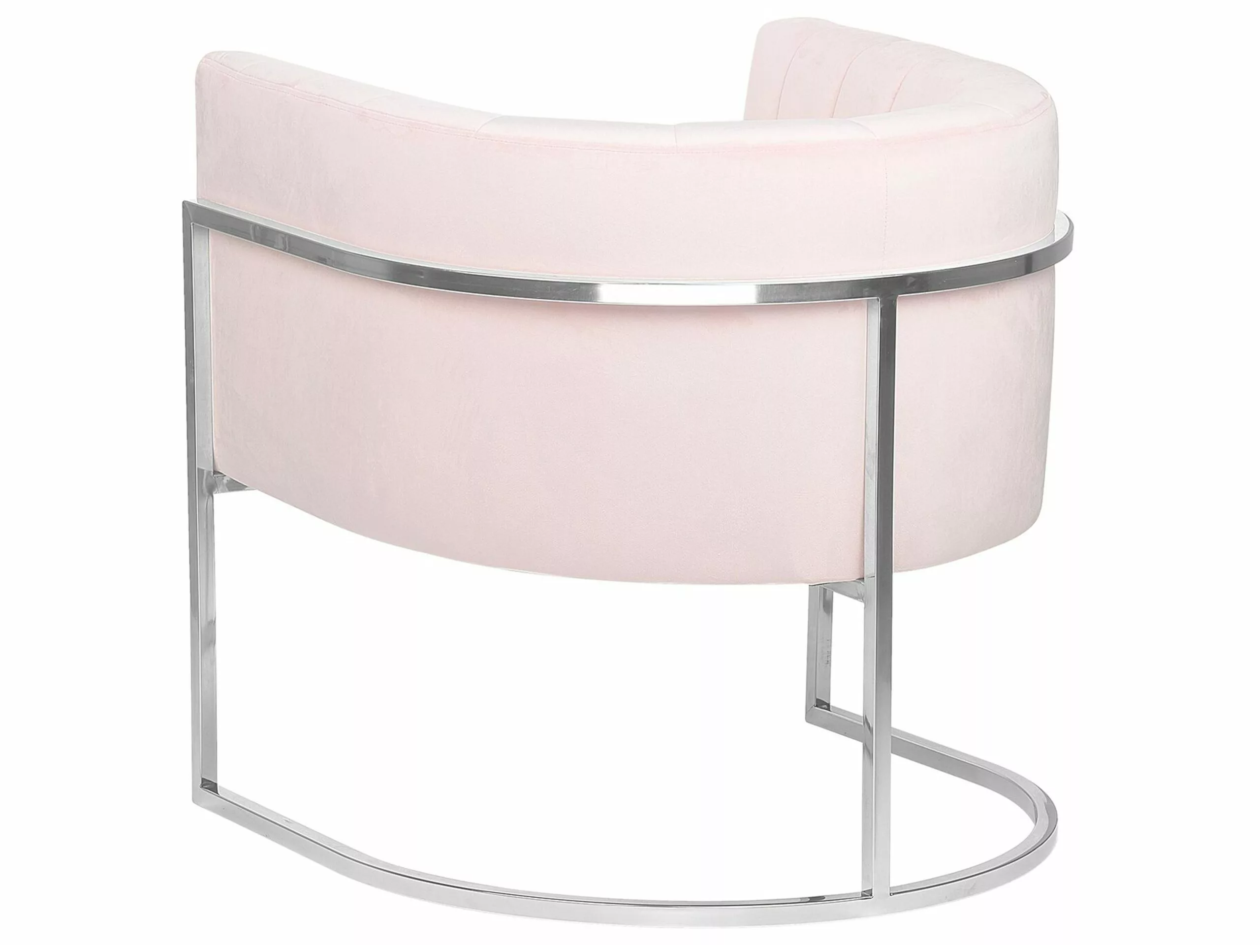 Beliani Sillón De Terciopelo Rosa LARVIK - Imagen 6