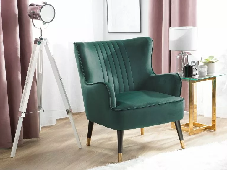 Beliani Sillón De Terciopelo Verde VARBERG - Imagen 2