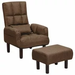 Beliani Sillón Reclinable Marrón Con Reposapiés OLAND
