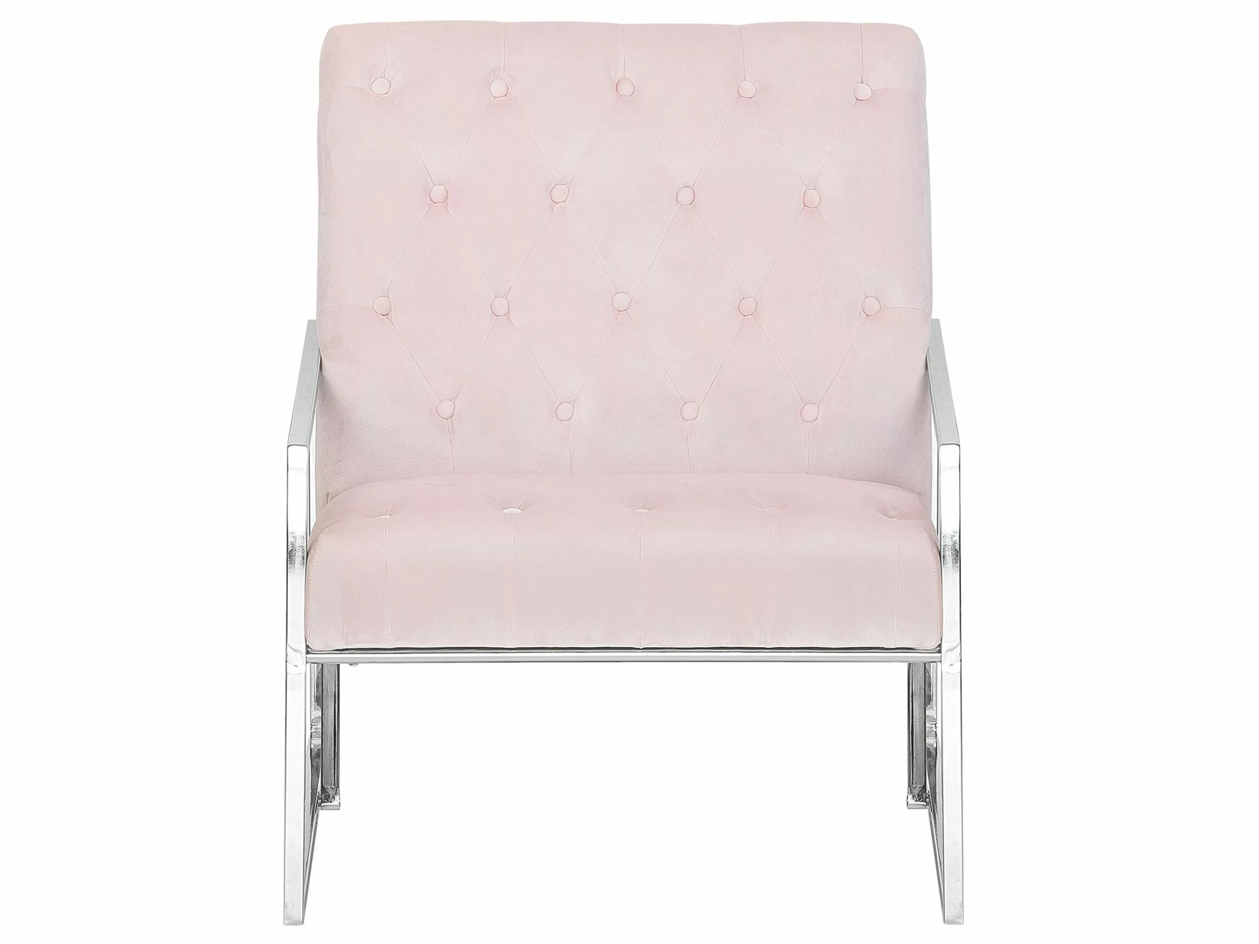 Beliani Sillón De Terciopelo Rosa HARSTAD 5 Beliani Sillón De Terciopelo Rosa HARSTAD - Imagen 3