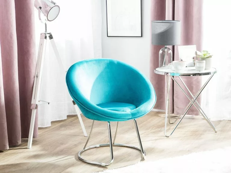 Beliani Silla De Terciopelo Azul Turquesa FLOBY - Imagen 2