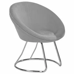 Beliani Silla De Terciopelo Gris FLOBY