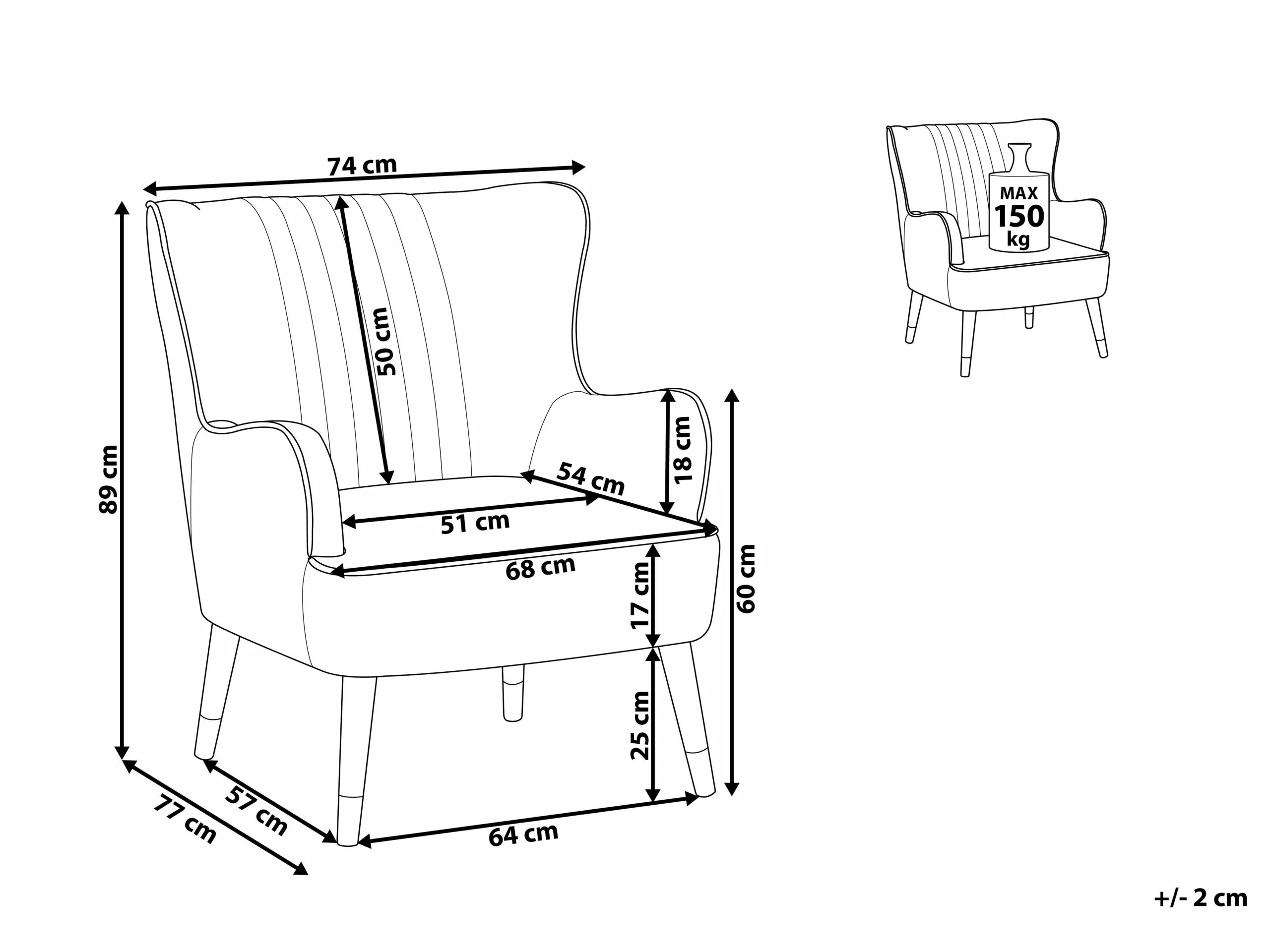 Beliani Sillón De Terciopelo Verde VARBERG - Imagen 8