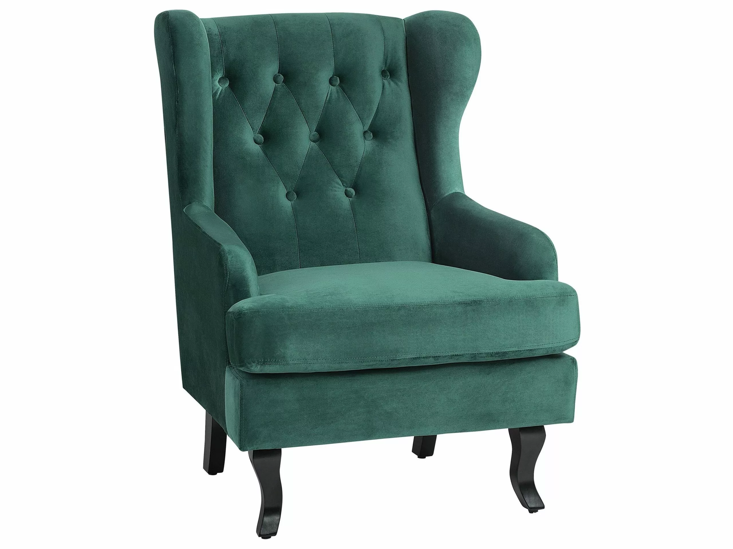 Beliani Sillón De Terciopelo Verde Oscuro/negro ALTA