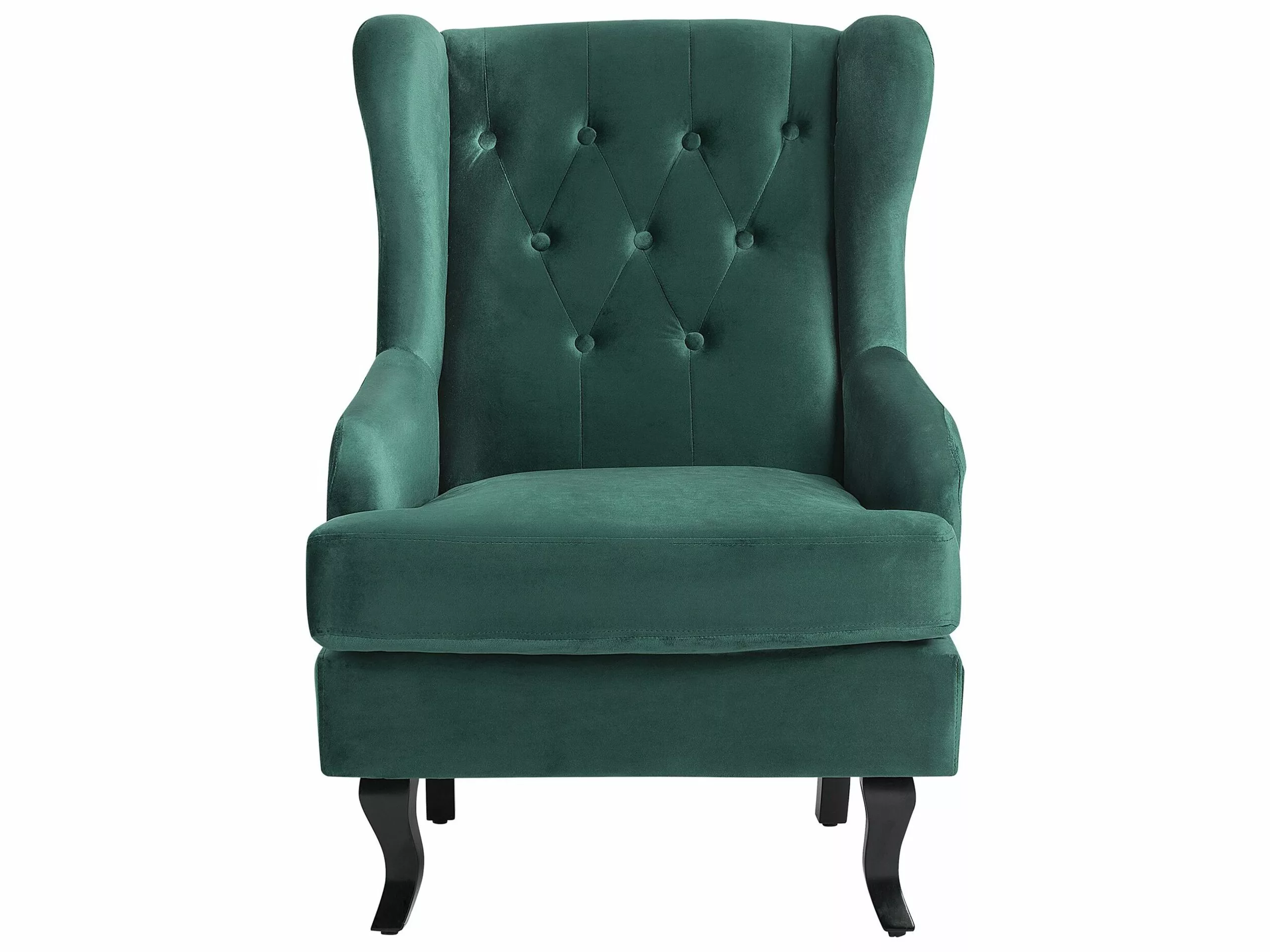 Beliani Sillón De Terciopelo Verde Oscuro/negro ALTA - Imagen 4