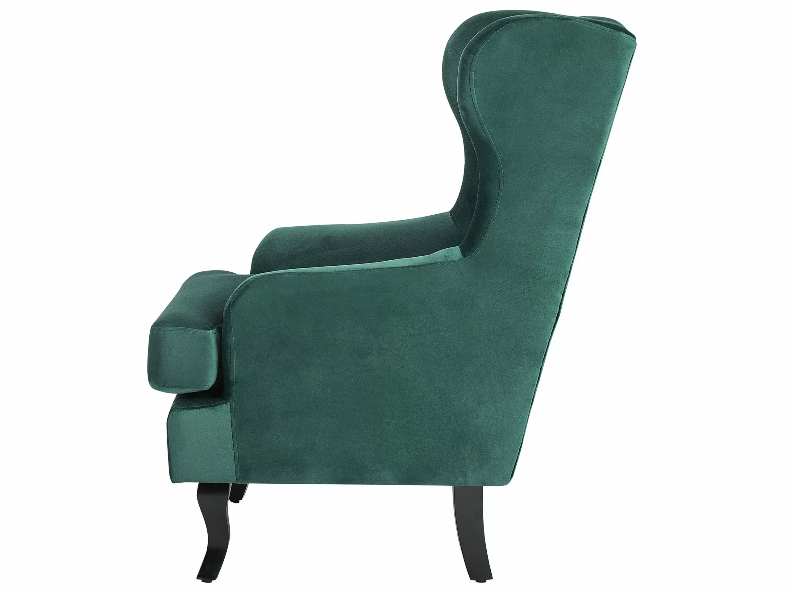 Beliani Sillón De Terciopelo Verde Oscuro/negro ALTA - Imagen 5