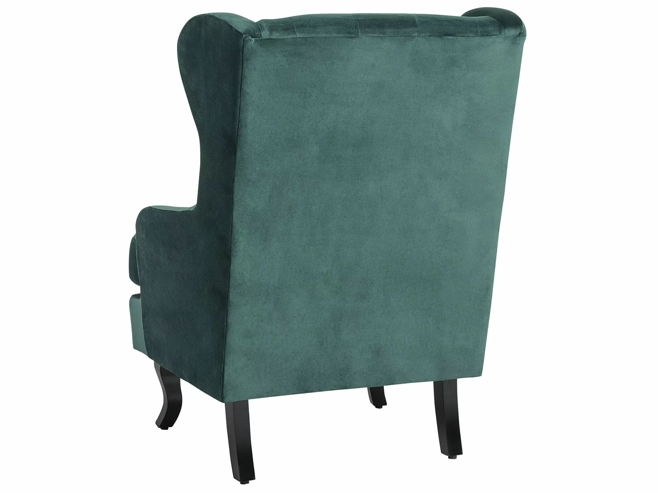 Beliani Sillón De Terciopelo Verde Oscuro/negro ALTA - Imagen 6