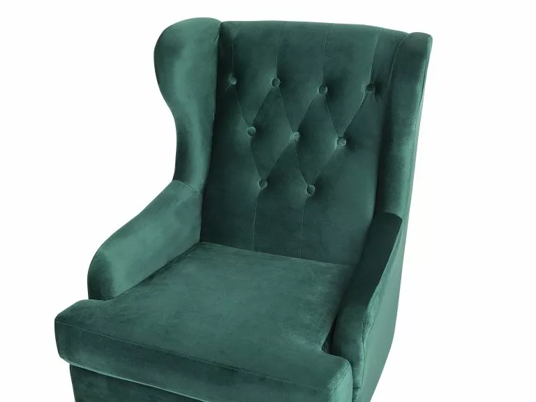 Beliani Sillón De Terciopelo Verde Oscuro/negro ALTA - Imagen 7