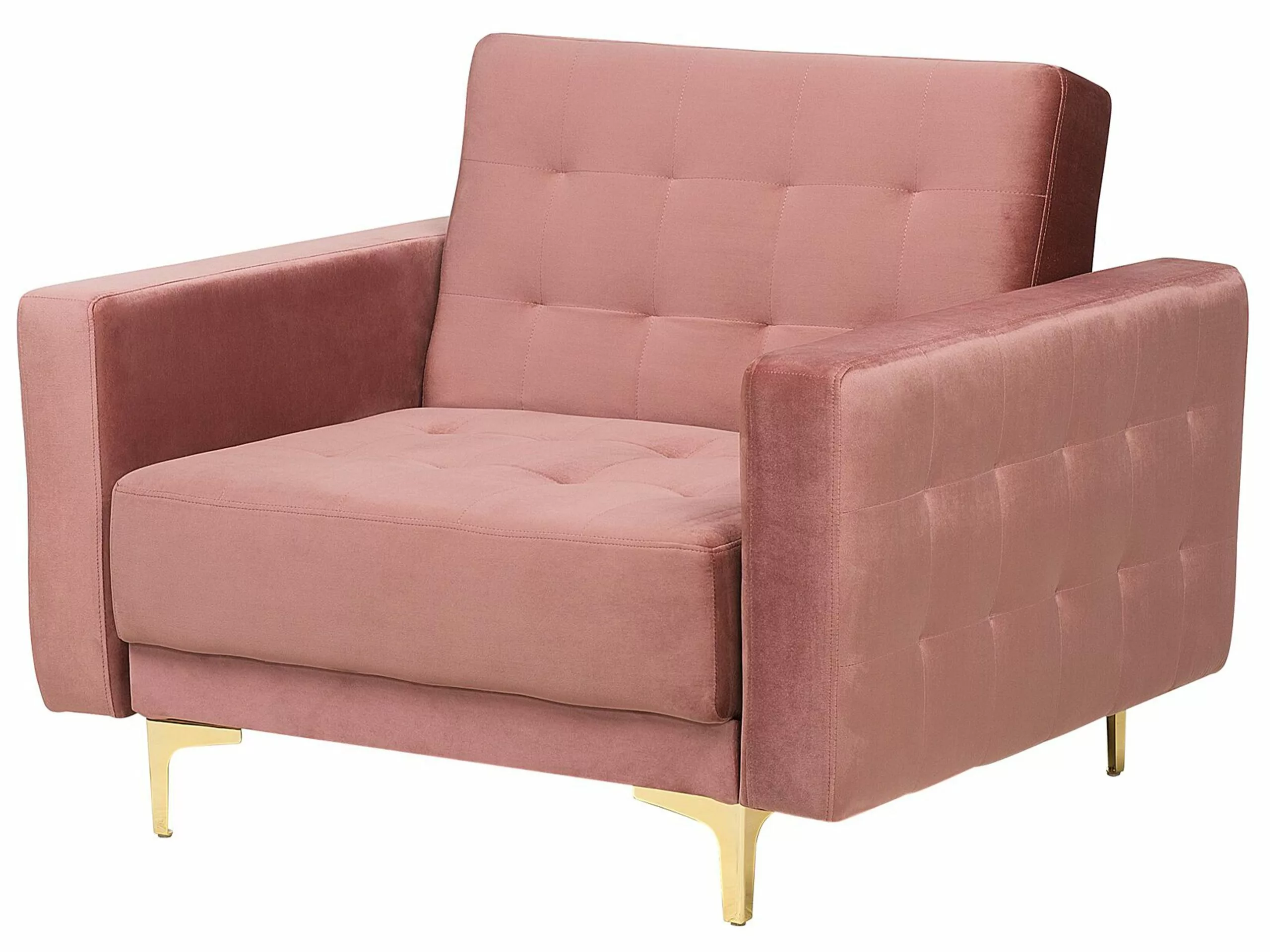Beliani Sillón De Terciopelo Rosa ABERDEEN 6 Beliani Sillón De Terciopelo Rosa ABERDEEN - Imagen 4