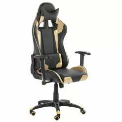 Beliani Silla De Oficina Reclinable De Piel Sintética Negro/dorado KNIGHT